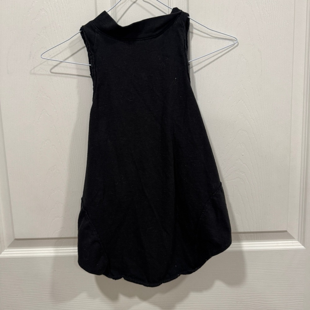 Free People Black Sleeveless‎ Top Tie Back Raw Edge Detail XS Tank open back
